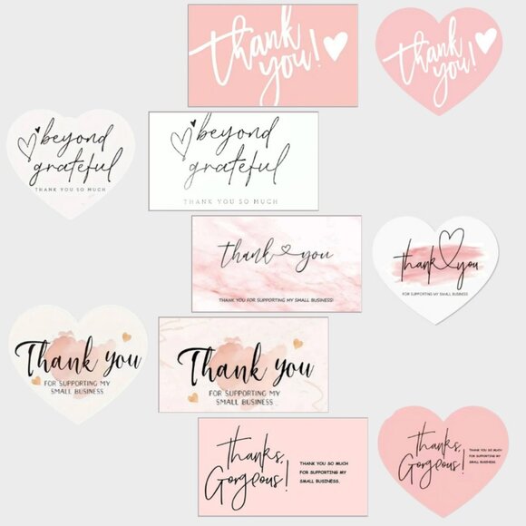 100 Assorted  Hearts Shape &  bussines Thank you cards - Picture 1 of 7